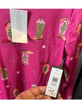 Girls Sleepwear Pajama Top and Pant Set - Hot Pink Cowboy Boot Print